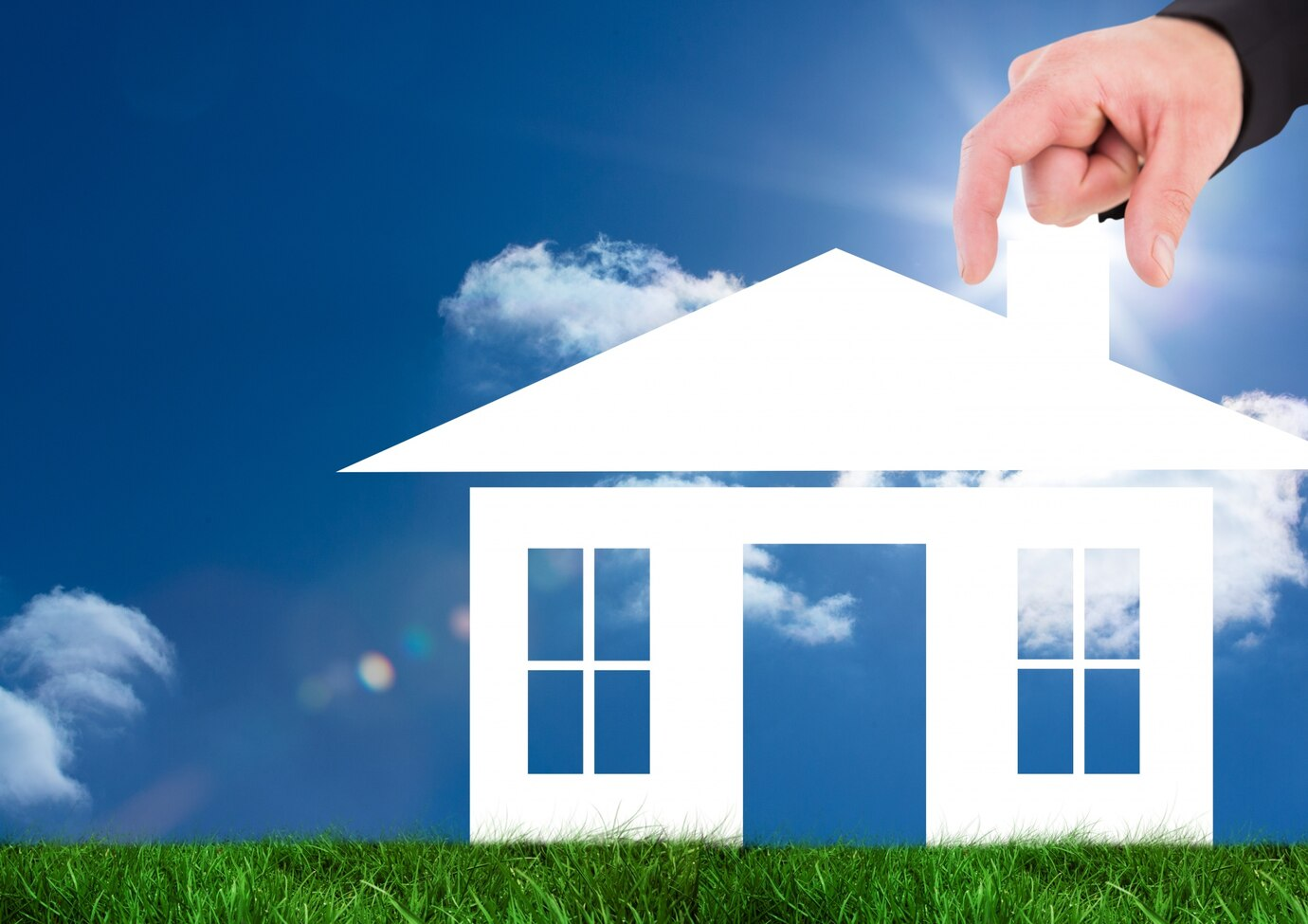 Clouds sunlight phone door modern house