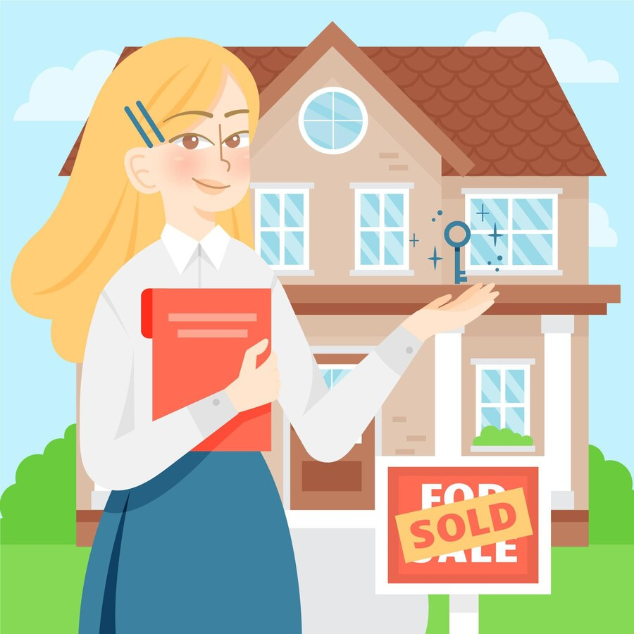 Colorful realtor assistance illustrated