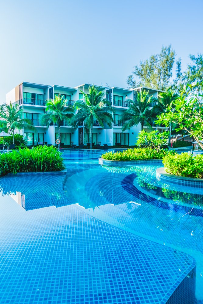 Relaxation pool umbrella lounge sky