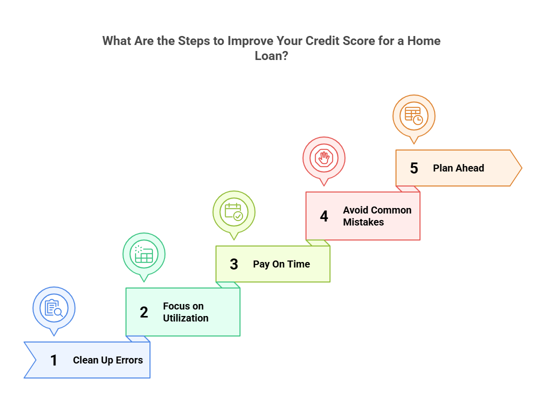 What Are the Steps to Improve Your Credit Score for a Home Loan Infographic